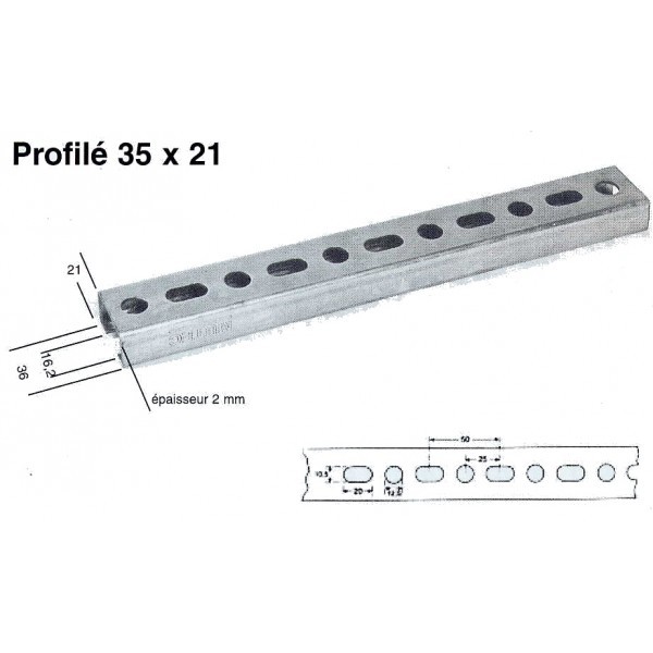 Rails de montage 35/21 lg.2 mt